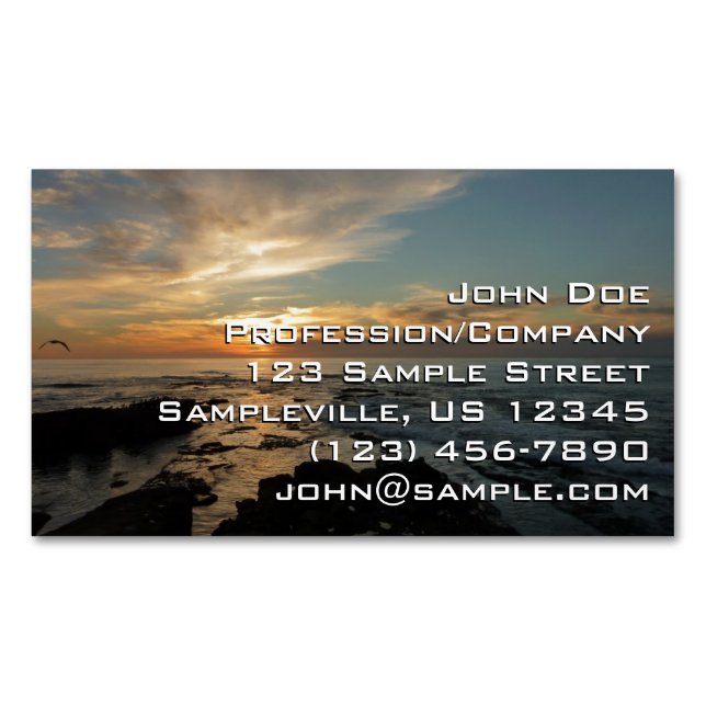 San Diego Sunset I California Seascape Magnetic Business Card (Front)
