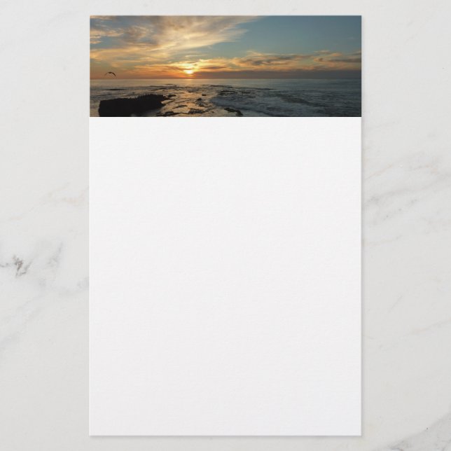 San Diego Sunset I California Seascape Stationery (Front)