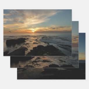 San Diego Sunset I California Seascape Wrapping Paper Sheet