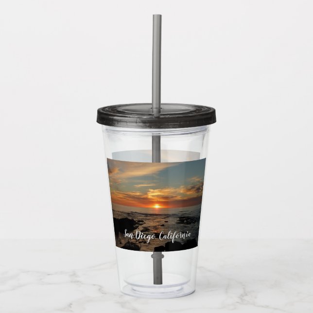 San Diego Sunset II California Seascape Acrylic Tumbler (Front)
