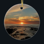 San Diego Sunset II California Seascape Ceramic Tree Decoration<br><div class="desc">The west coast of the USA is known for its beautiful ocean sunsets. Here's the second in a series of three of a particularly lovely sunset near San Diego, CA. I'm not sure if the exact town, but this beach was probably closest to La Jolla. This picture is also featured...</div>