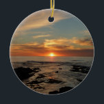 San Diego Sunset II California Seascape Ceramic Tree Decoration<br><div class="desc">The west coast of the USA is known for its beautiful ocean sunsets. Here's the second in a series of three of a particularly lovely sunset near San Diego, CA. I'm not sure if the exact town, but this beach was probably closest to La Jolla. This picture is also featured...</div>