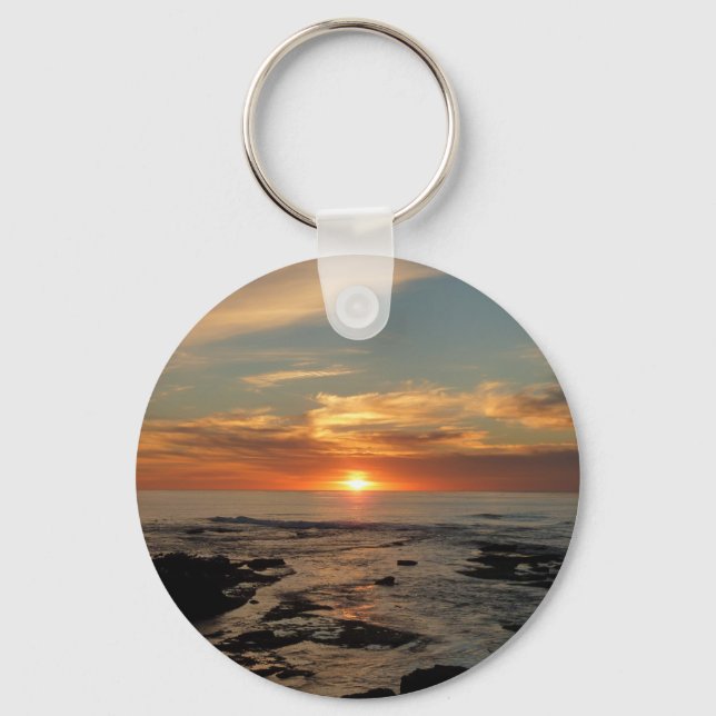San Diego Sunset II California Seascape Key Ring (Front)