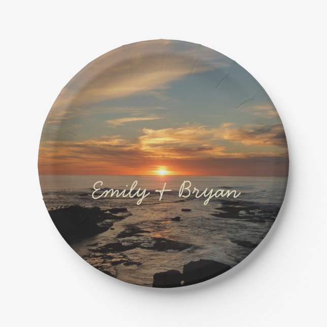 San Diego Sunset II California Seascape Paper Plate (Front)
