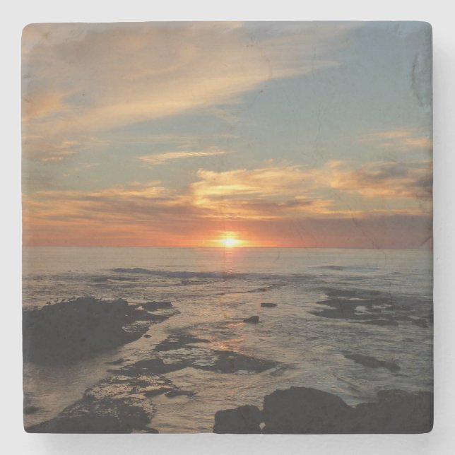 San Diego Sunset II California Seascape Stone Coaster (Front)