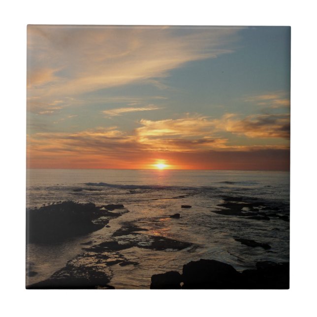 San Diego Sunset II California Seascape Tile (Front)