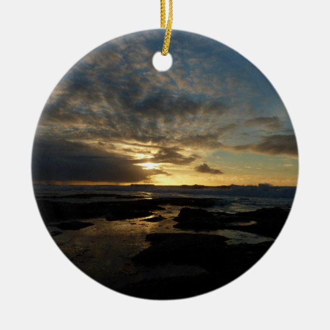 San Diego Sunset III Stunning California Landscape Ceramic Tree Decoration (Front)