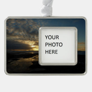 San Diego Sunset III Stunning California Landscape Silver Plated Framed Ornament