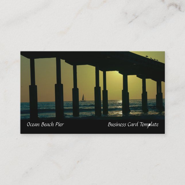 San Diego Sunset Ocean Beach Pier Business Card (Front)