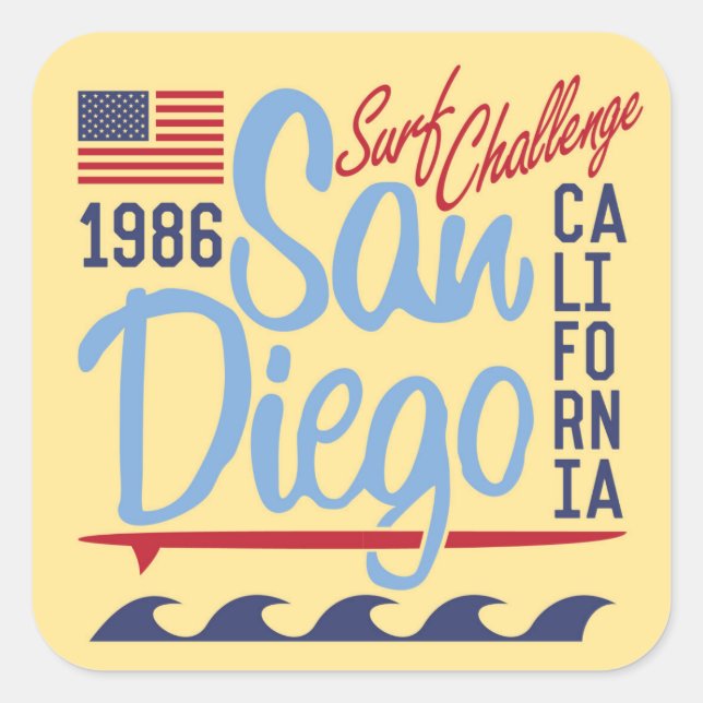San Diego Surf Challenge 1986 Square Sticker (Front)