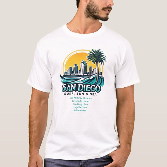 San Diego, “Surf, Sun & Sea" T-Shirt (Front)