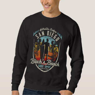 San Diego Surfing Spot Vintage Retro Surfer Black' Sweatshirt