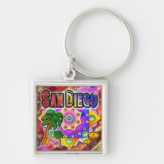 San Diego Tropical Friends Keychain (Front)