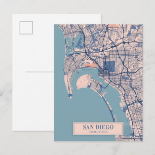 San Diego United States Breezy City Map Travel Postcard