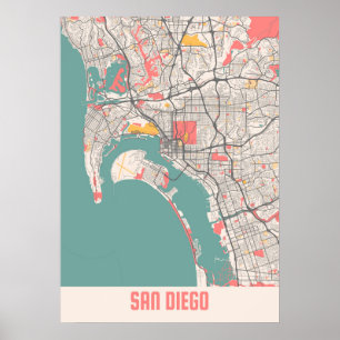 San Diego - United States Chalk City Map Poster