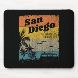 San Diego Vintage California Beach Surfing Retro S Mouse Mat