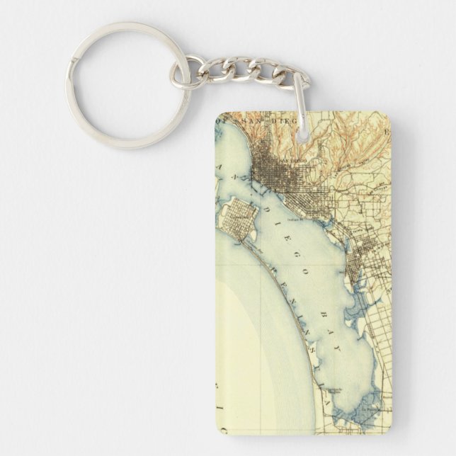 San Diego Vintage Map Key Ring (Front)