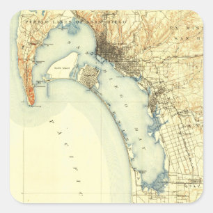 San Diego Vintage Map Square Sticker