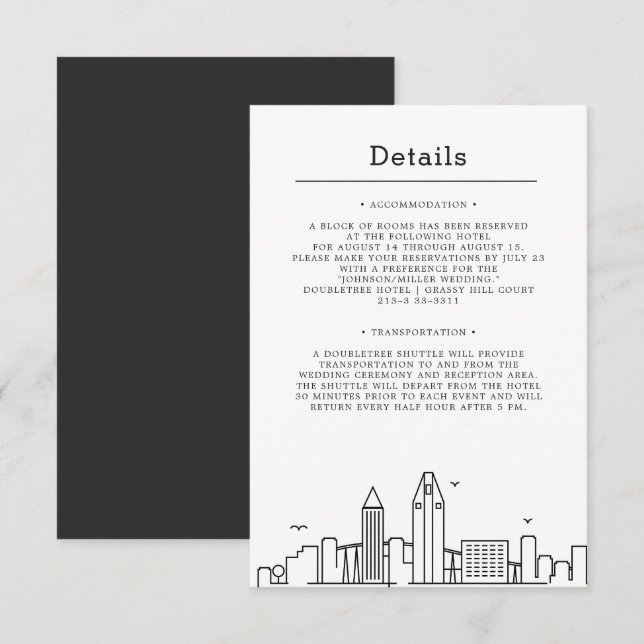 San Diego Wedding | Guest Details Invitation (Front/Back)