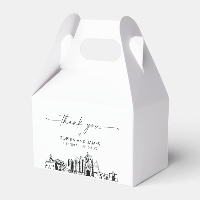 San Diego Wedding Personalised Favour Box (Front Side)