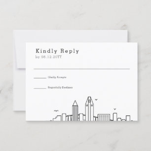 San Diego Wedding   Stylised Skyline RSVP Card