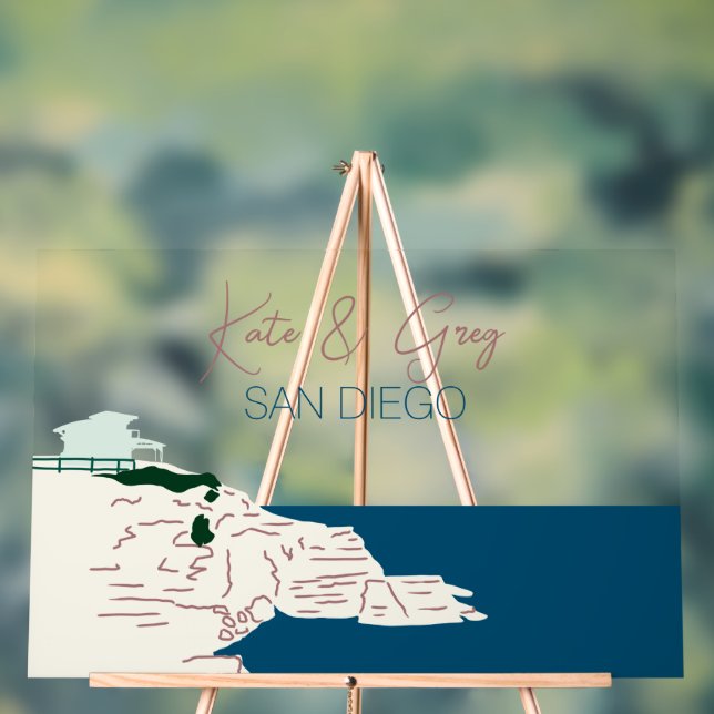 San Diego Wedding Welcome  Acrylic Sign (Neutral)