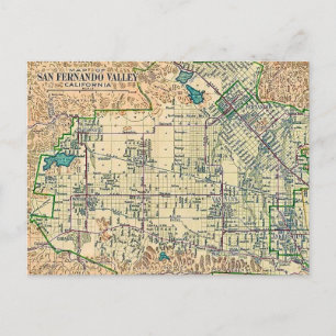 San Fernando Valley Map  Postcard