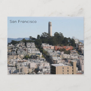 san fran coit streets postcard