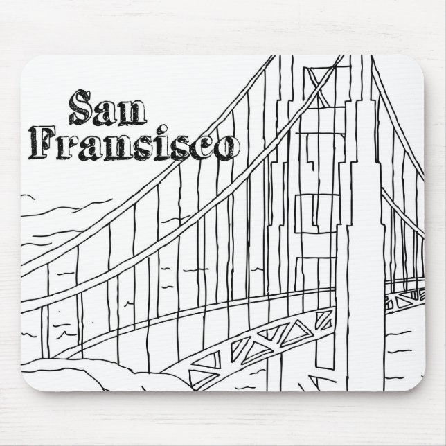 San Fran Golden Gate Bridge California Art Design Mouse Mat (Front)