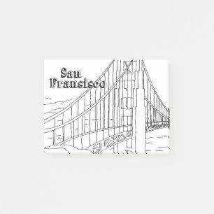 San Fran Golden Gate Bridge California Art Design Post-it Notes