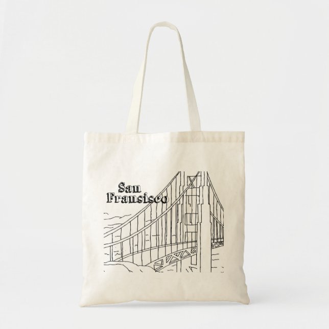 San Fran Golden Gate Bridge California Art Design Tote Bag (Front)
