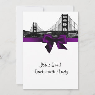 San Fran Skyline Etched BW Purple Bachelorette Invitation