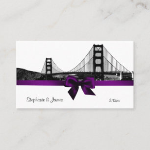 San Fran Skyline Etched BW Purple Escort Cards