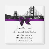 San Fran Skyline Etched BW Purple Save the Date