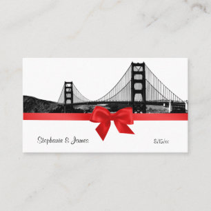 San Fran Skyline Etched BW Red Escort Cards