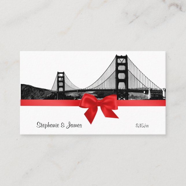 San Fran Skyline Etched BW Red Place Cards #2 (Front)