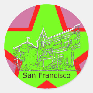 San Francisco 1986 art The MUSEUM Zazzle Drawing Classic Round Sticker
