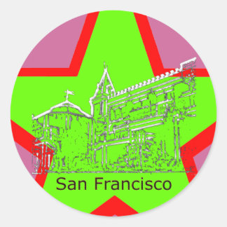San Francisco 1986 art The MUSEUM Zazzle Drawing Classic Round Sticker