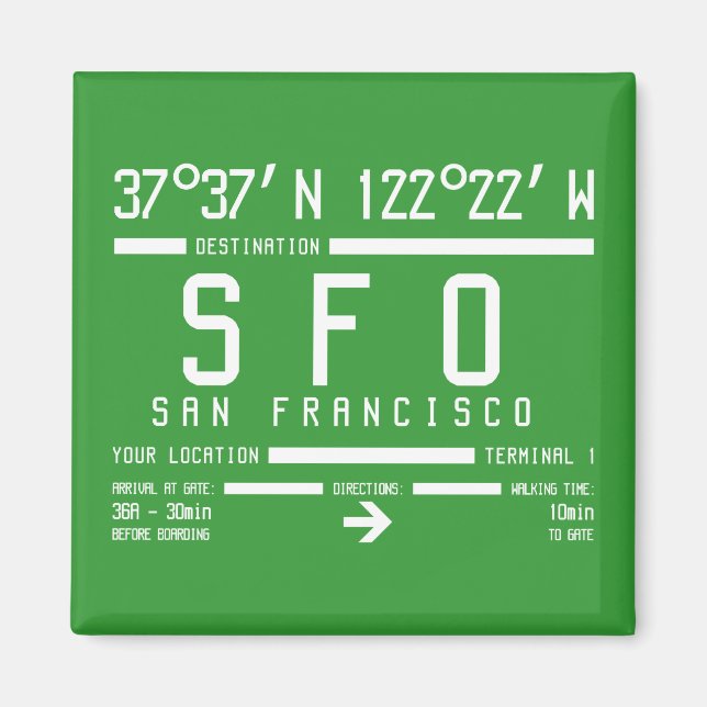 San Francisco Airport Code Magnet (Front)