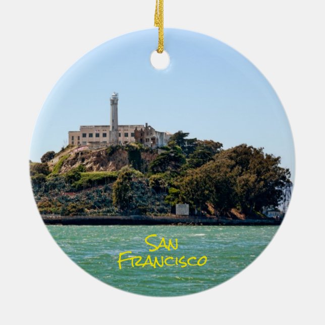 San Francisco and Alcatraz Ceramic Tree Decoration (Back)