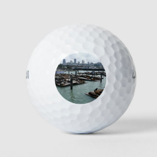 San Francisco and Pier 39 Sea Lions City Skyline Golf Balls
