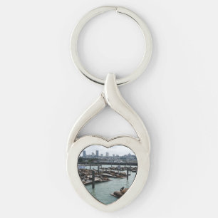 San Francisco and Pier 39 Sea Lions City Skyline Key Ring