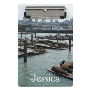 San Francisco and Pier 39 Sea Lions City Skyline Mini Clipboard