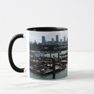 San Francisco and Pier 39 Sea Lions City Skyline Mug