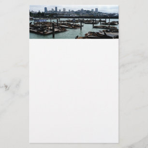 San Francisco and Pier 39 Sea Lions City Skyline Stationery