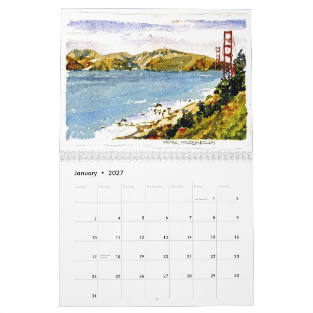 San Francisco and the Gate Calendar (Jan 2027)
