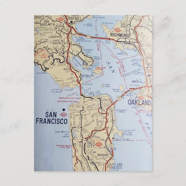San Francisco Area Map Postcard (Front)
