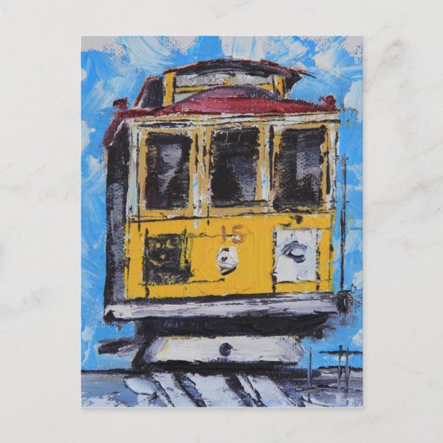 San Francisco Art, Cable Car Painting, California Postcard (Front)