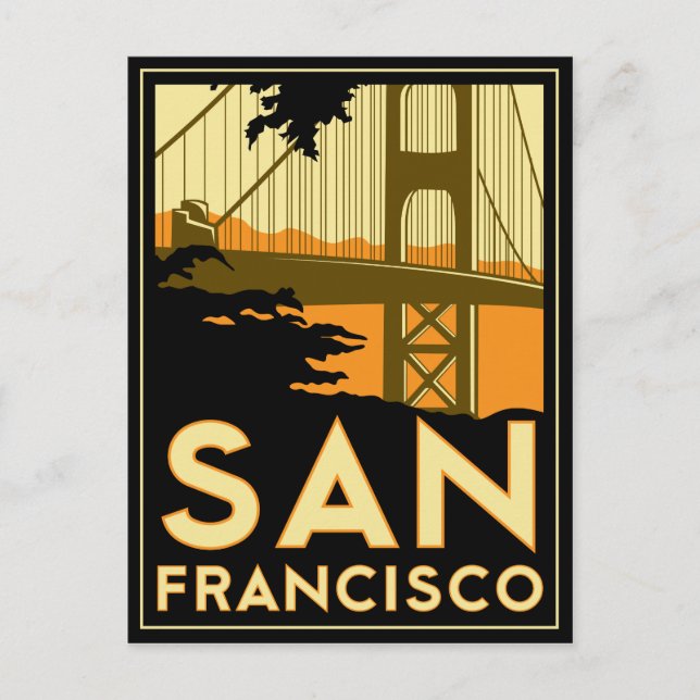 San Francisco Art Deco Travel Poster Postcard (Front)