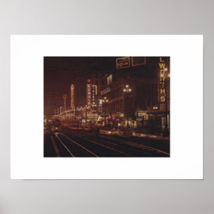 San Francisco at Night 1950s Market Street Poster